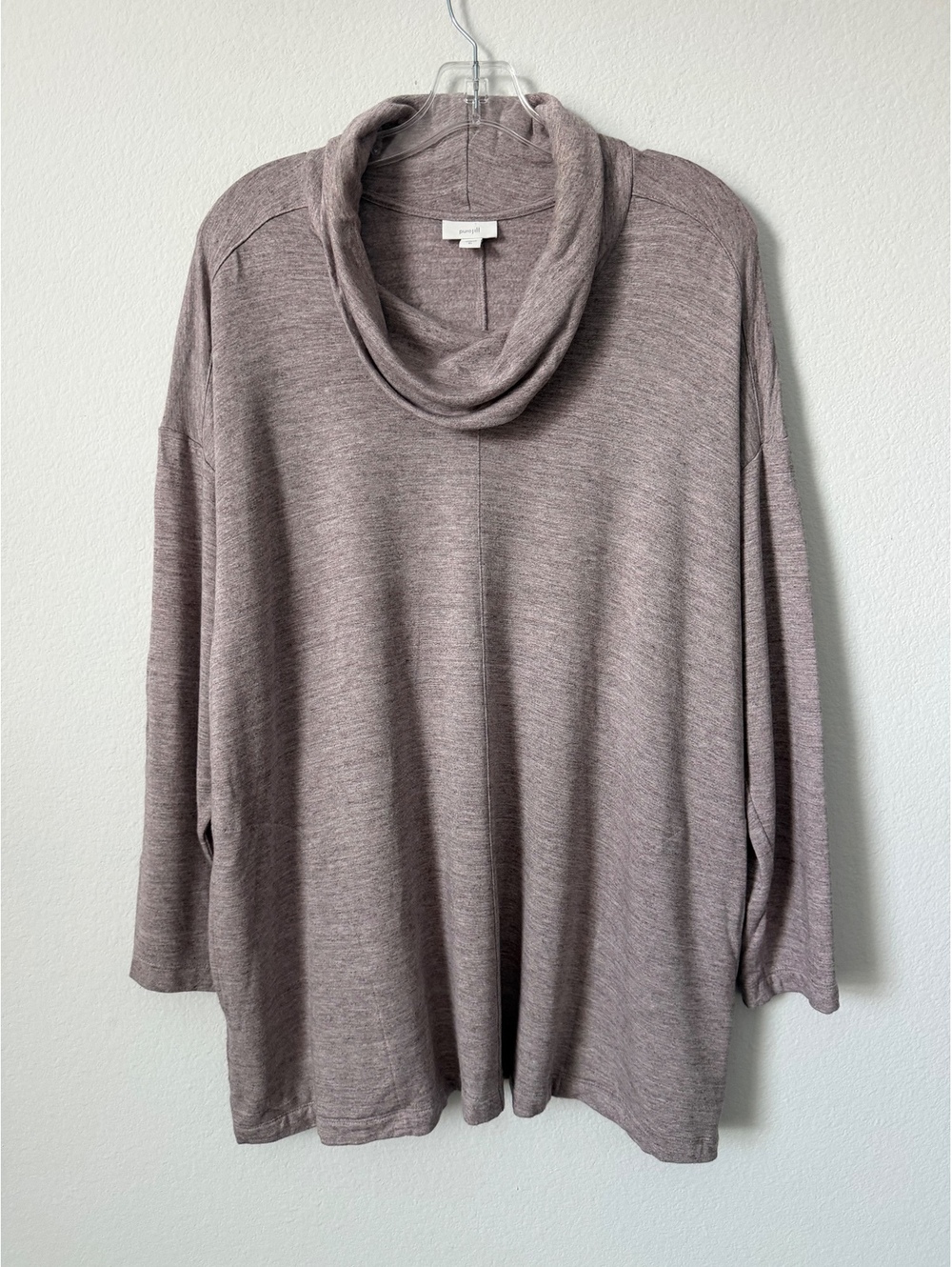 J. Jill Purejill Purple/Gray Mélange Cowl Neck Tunic Sweatshirt Women's Size XL